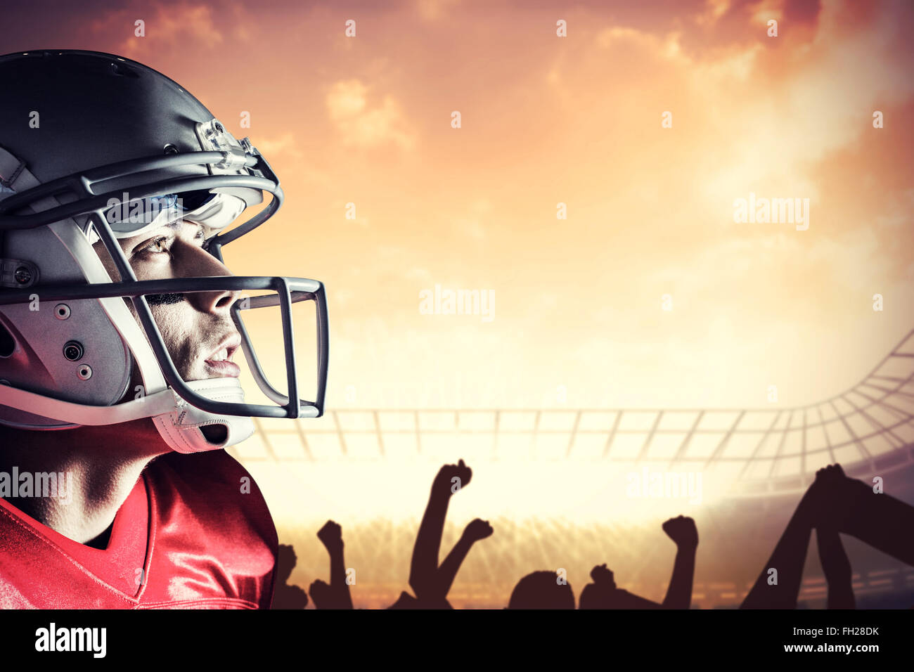 Immagine composita del calciatore americano cercando Foto Stock