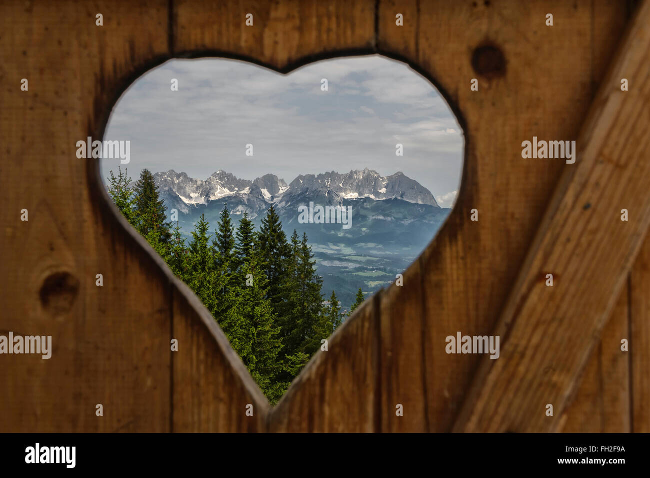 A forma di cuore che dava alle Alpi di Kitzbühel. Kitzbühel. Austria. Europa Foto Stock