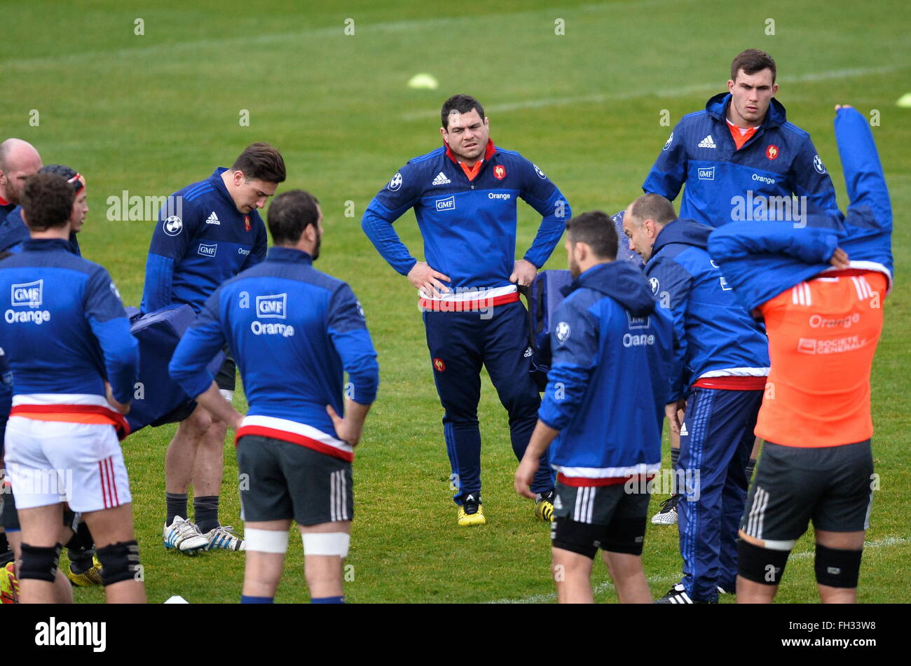 CNR Marcoussis, Parigi, Francia. Il 23 febbraio, 2016. Il nationaol francese di rugby in pratica prima di loro 6 Nazioni partita contro il Galles il 25 febbraio 2016. Guilhem Guirado (fra) Credito: Azione Sport Plus/Alamy Live News Foto Stock