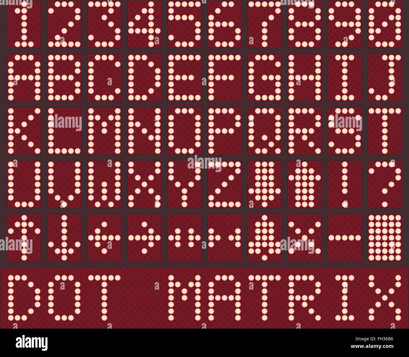 Alfabeto digitale e numeri per ascensore display Illustrazione Vettoriale