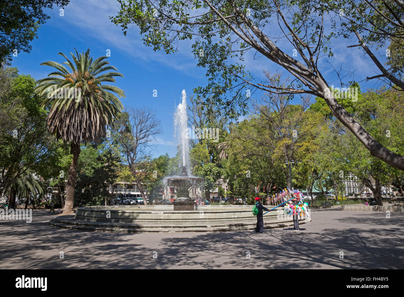 Oaxaca, Messico - una fontana in El Llano Park. Foto Stock