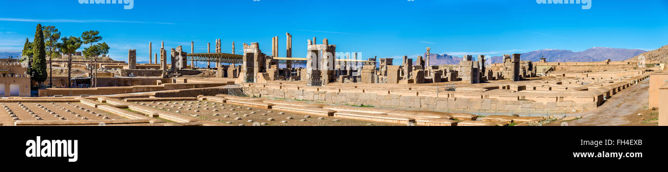 Rovine del Tesoro Imperiale a Persepoli, Iran Foto Stock