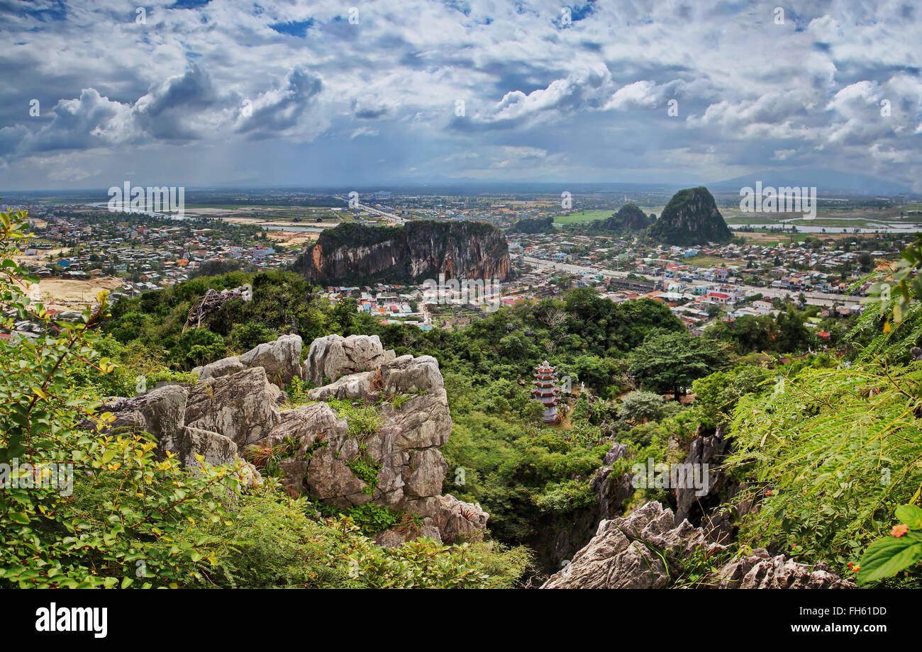 Vista dalle montagne di marmo, Da Nang, Vietnam Foto Stock