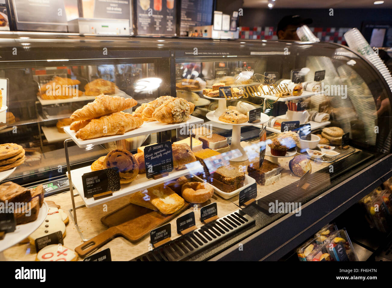 Starbucks pastry display case - USA Foto Stock