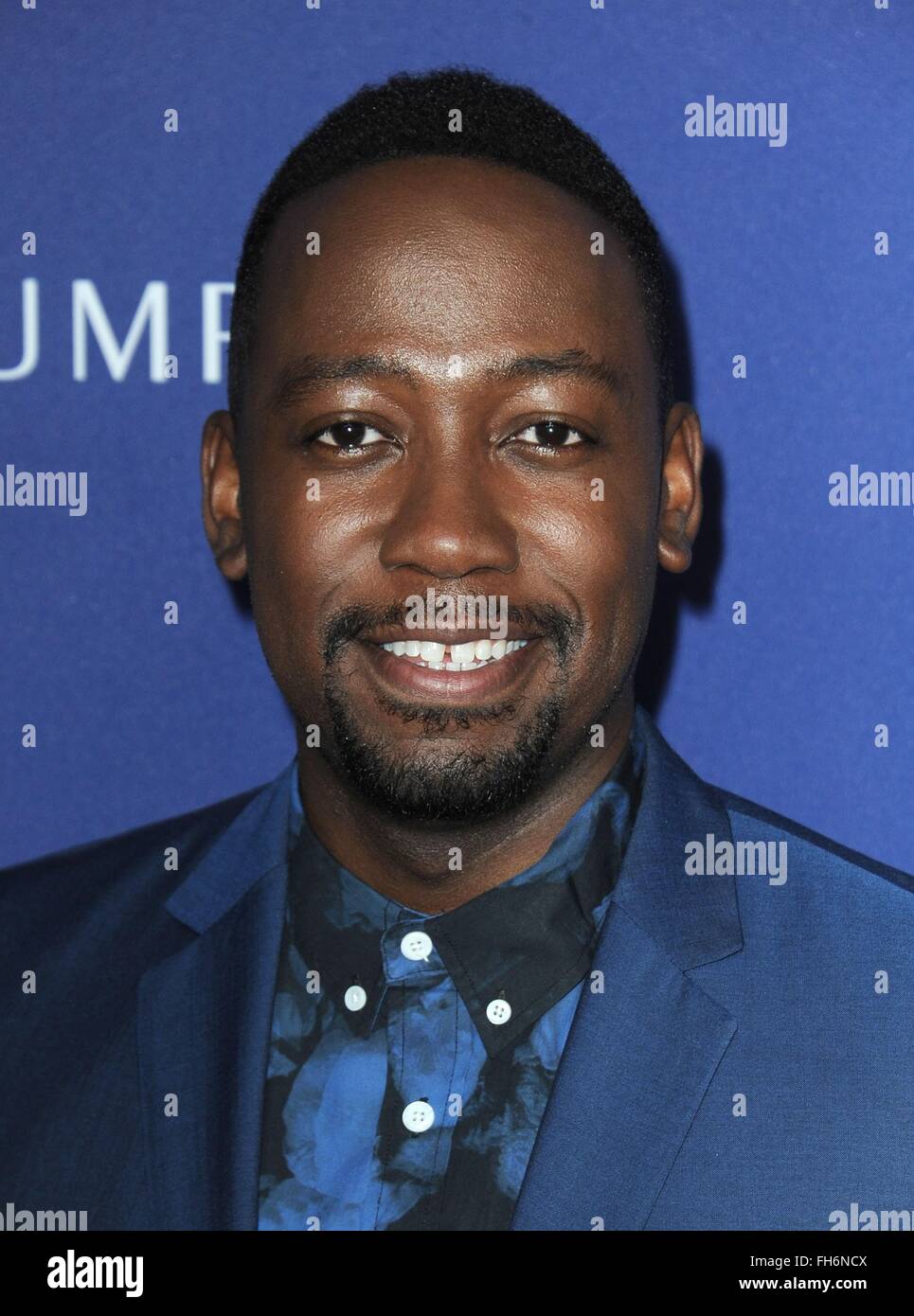 Lamorne Morris presso gli arrivi per il XVIII Costumisti Guild Awards, il Beverly Hilton Hotel di Beverly Hills, CA, 23 febbraio 2016. Foto di: Dee Cercone/Everett Collection Foto Stock