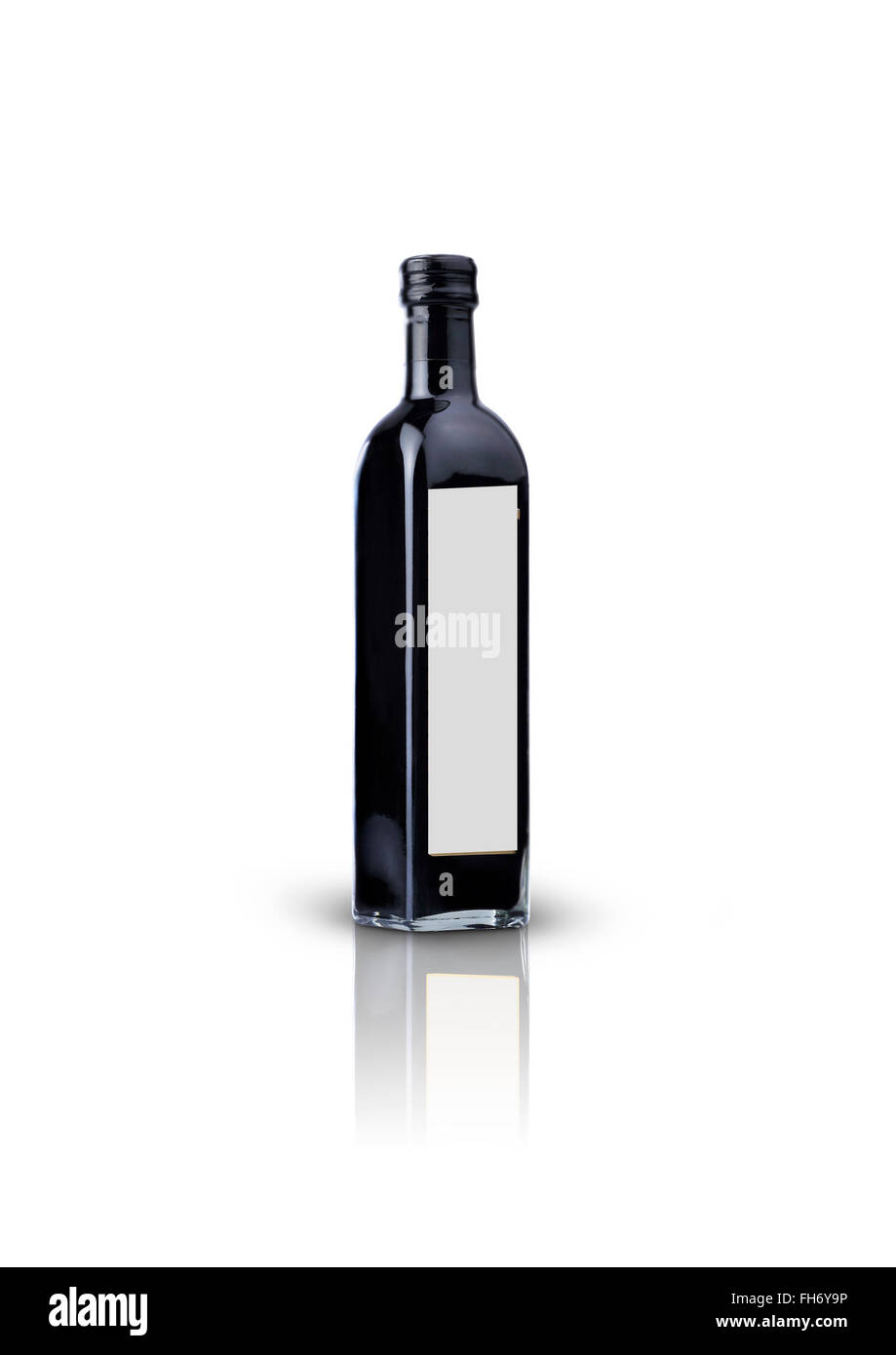 Senza etichetta flacone vuoto utile per la progettazione di olio d'oliva, aceto di vino o di etichetta isolati su sfondo bianco,progettazione grafica Foto Stock