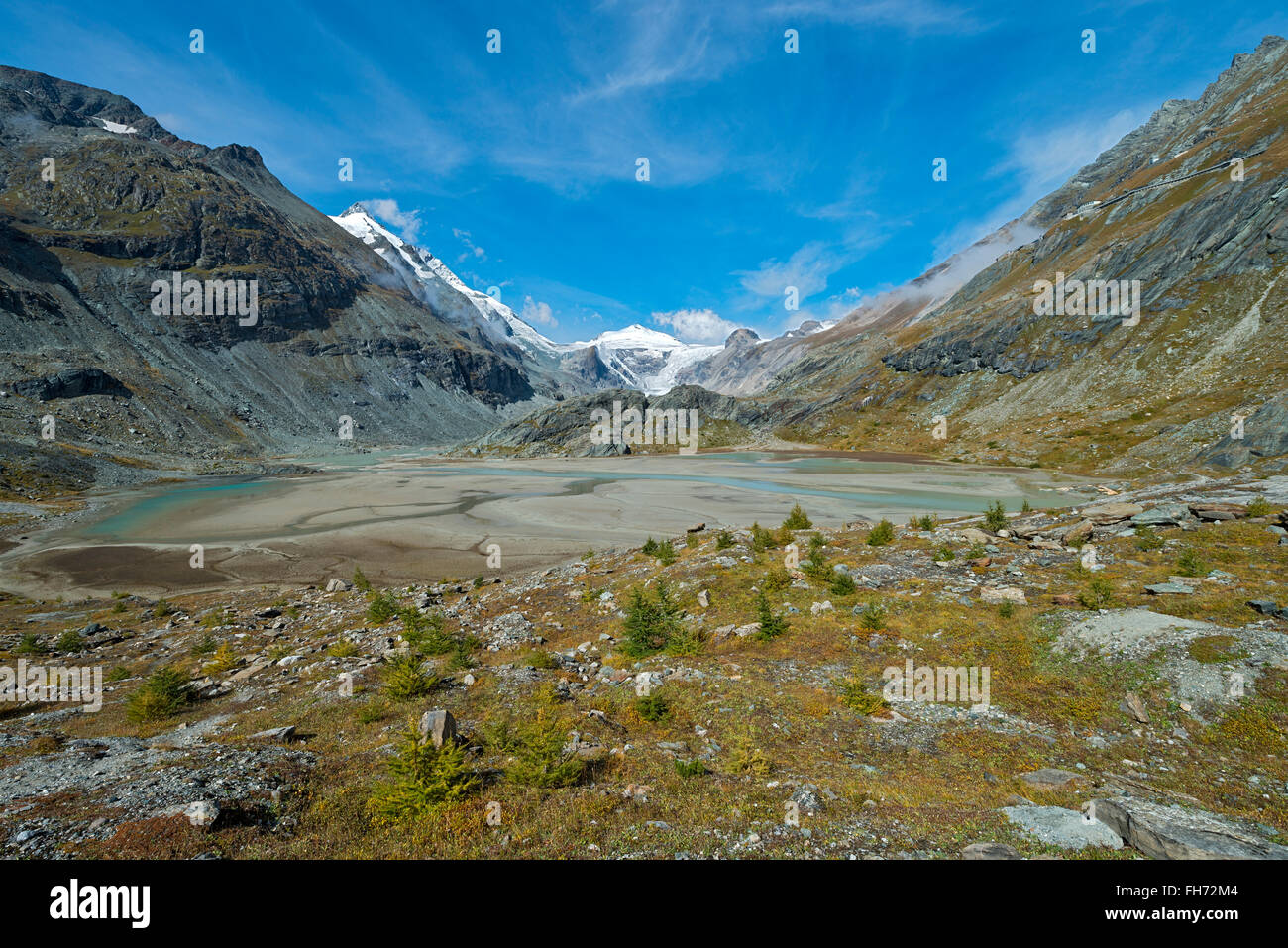 Il Großglockner e il lago Sandersee, Alti Tauri Parco Nazionale della Carinzia, Austria Foto Stock