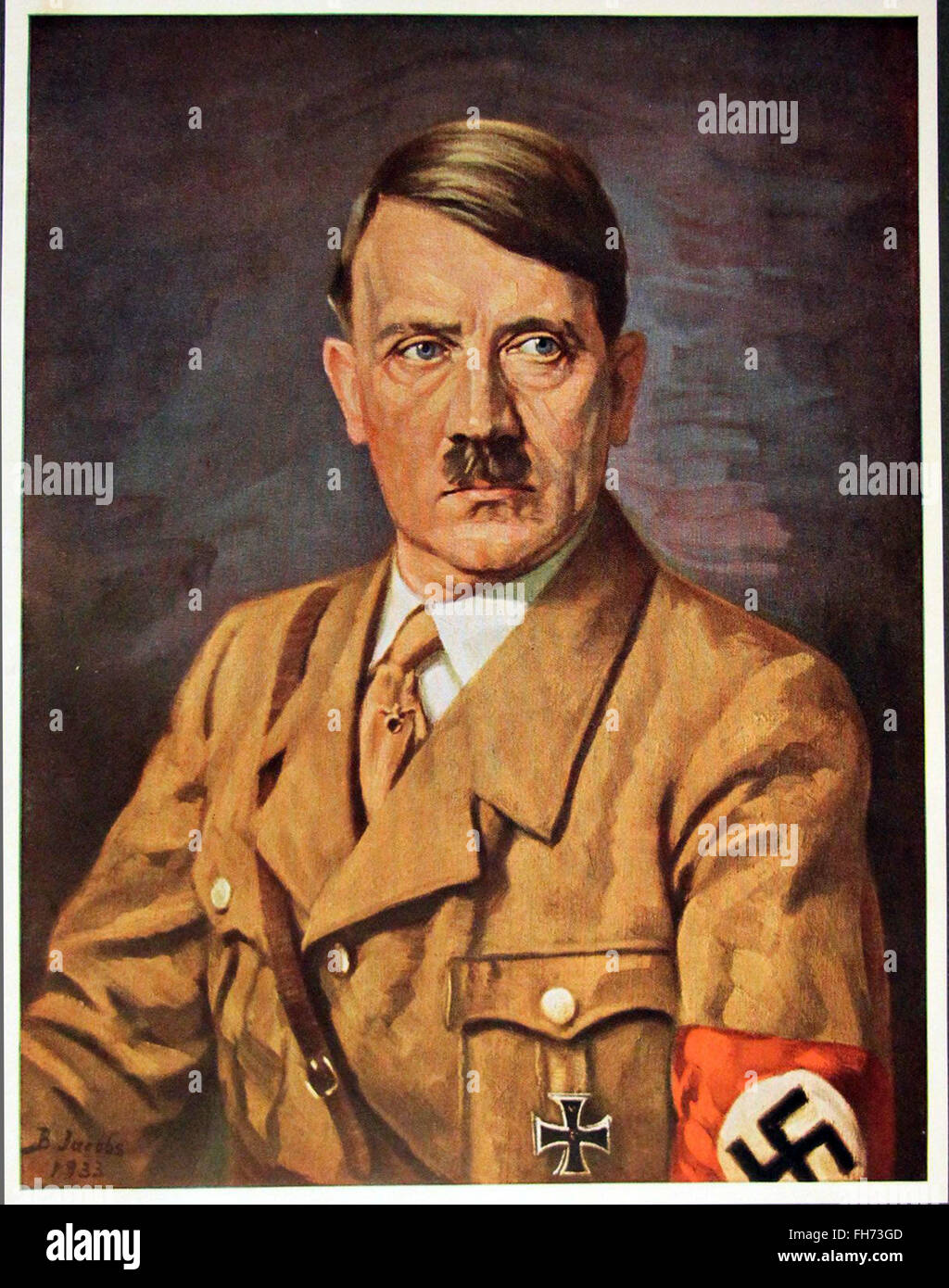 Ritratto ufficiale di Adolf Hitler in uniforme- German Propaganda nazista Poster - SECONDA GUERRA MONDIALE Foto Stock
