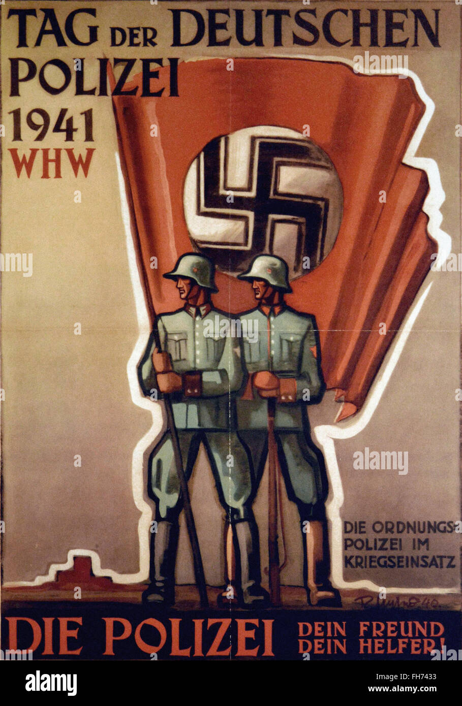 Giorno della polizia tedesca - 1942 - Tedesco Propaganda nazista Poster - SECONDA GUERRA MONDIALE Foto Stock