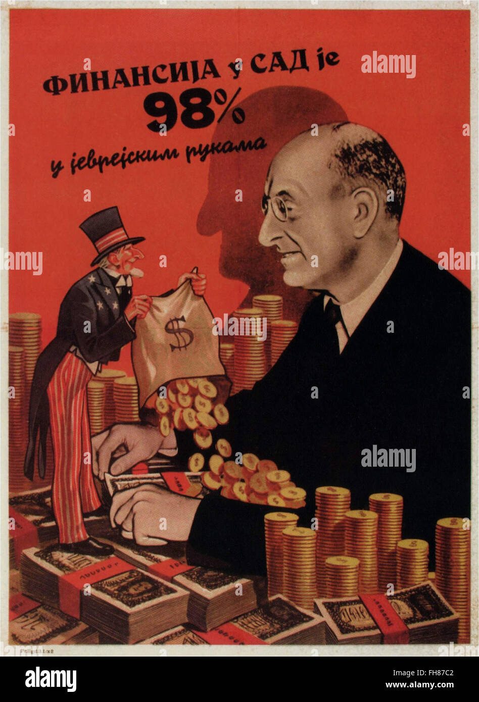 Poster di Propaganda anti-americana e antisemitica russa - URSS Foto Stock