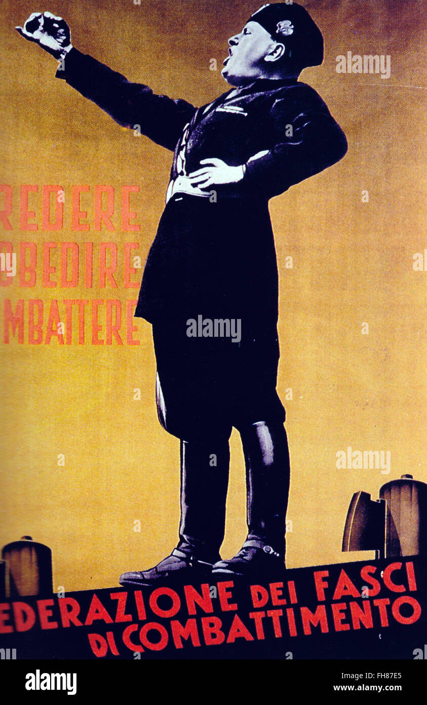 Mussolini - Il Duce - Italiana fascista poster di propaganda Foto Stock