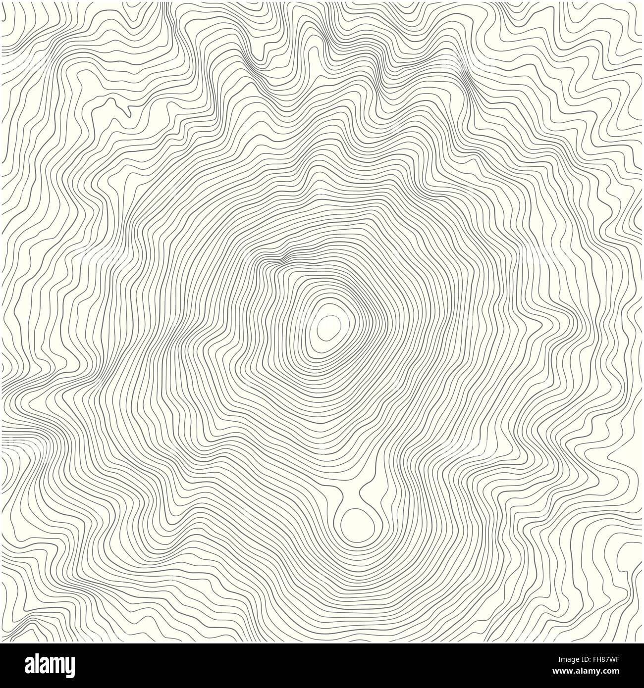 Dettaglio mappa topografica con linee di contorno di una montagna Illustrazione Vettoriale