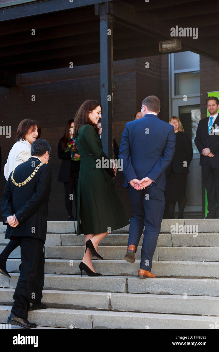 Edimburgo, Scozia. Regno Unito. Il 24 febbraio, 2016. Sala d'arte a Wester Hailers Education Center BEN FORNITO DI SUA ALTEZZA REALE IL PRINCIPE DI GALLES la Duchessa di Cambridge. Pak@ Mera/Alamy Live News. Foto Stock