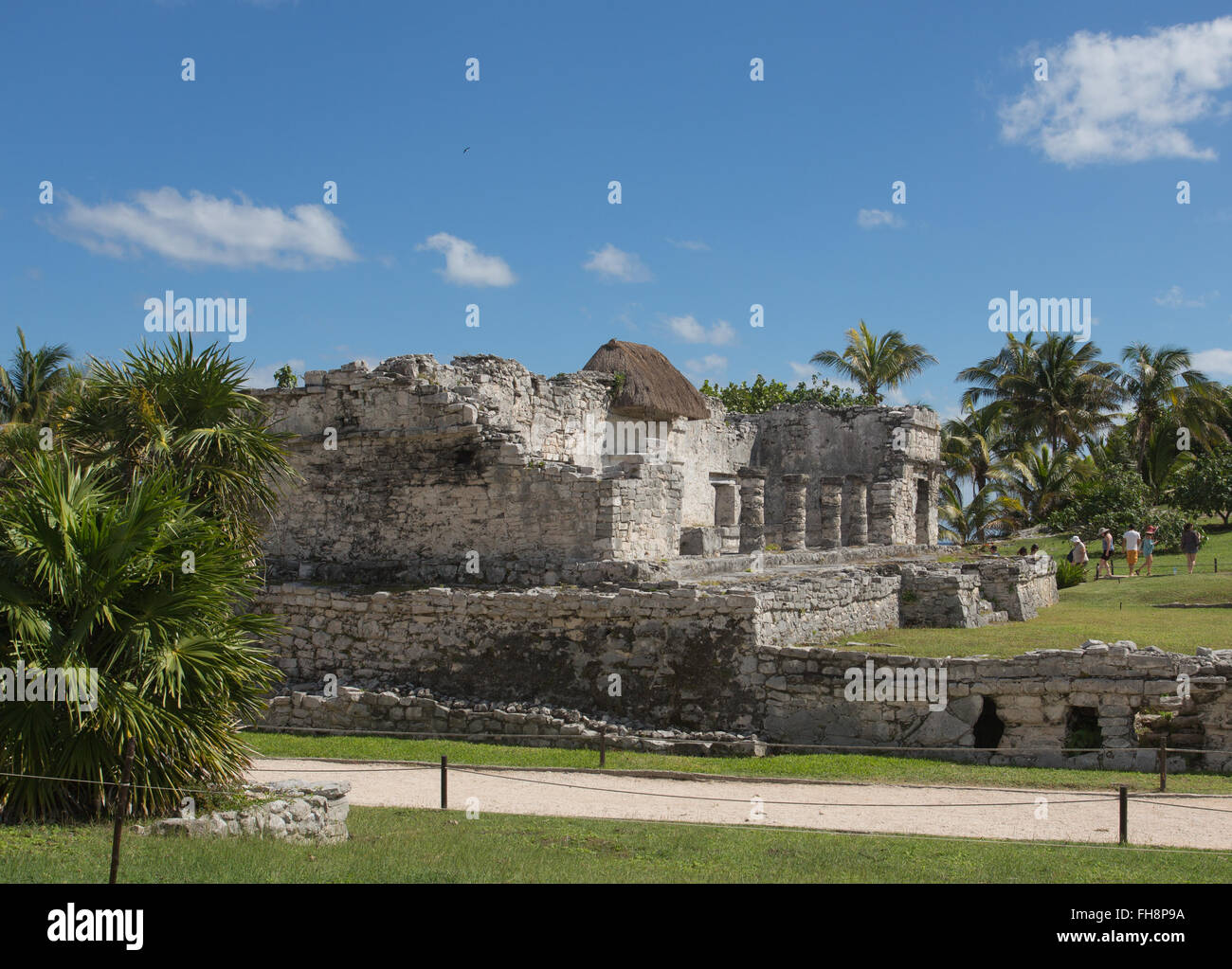 Edifici del tempio a Tulum Messico. Foto Stock
