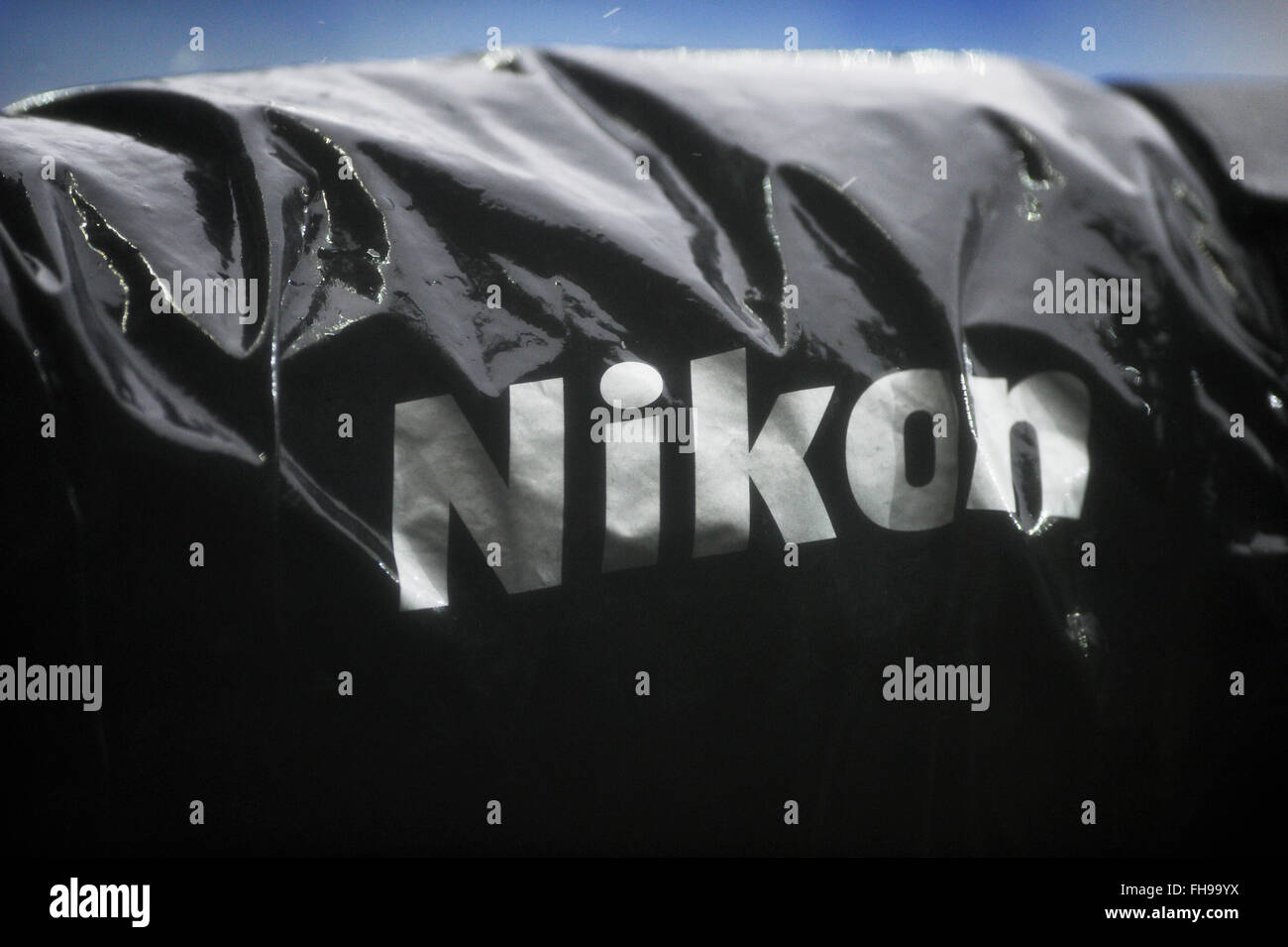 Macchina fotografica Nikon Wet Weather Cover Foto Stock