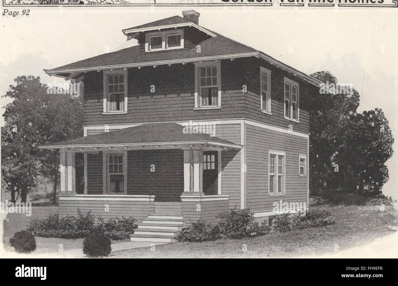 Gordon-Van Tine Homes, un catalogo del 1921 che mostra le case prefabbricate, mettendo in evidenza i progetti architettonici e le tecniche di costruzione Foto Stock