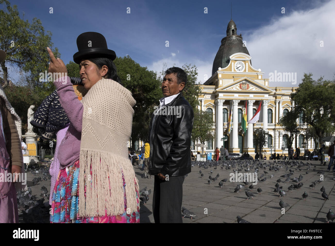 Murillo piazza con il Palazzo Legislativo in background. La Paz Foto Stock