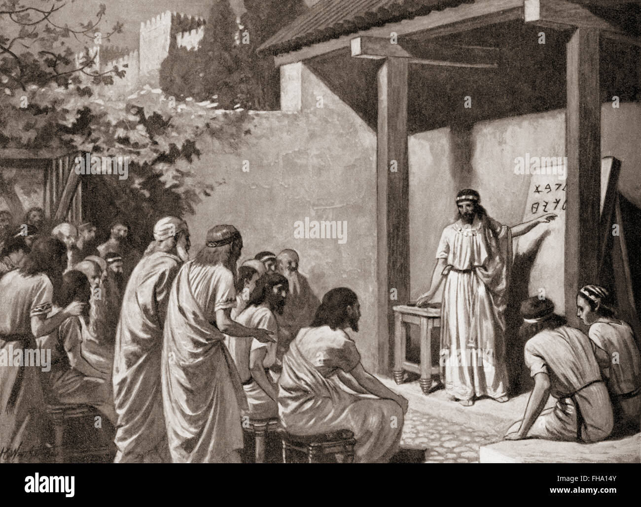 Cadmo. introdurre l'originale alfabeto o alfabeto Fenicio ai Greci. Secondo la mitologia greca Cadmo. Fu il primo Re di Tebe. Foto Stock