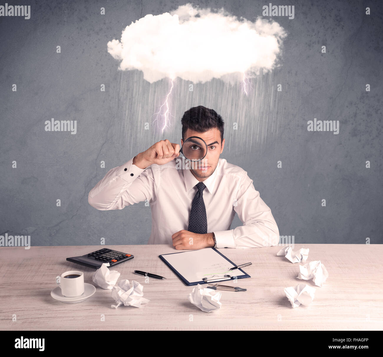 Ha sottolineato l'imprenditore a scrivania da ufficio Foto Stock