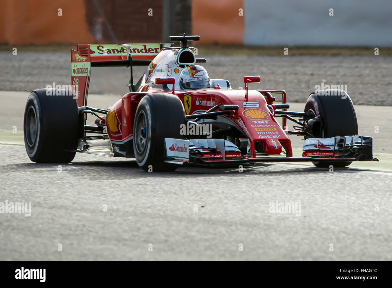 Pilota Sebastian Vettel. Scuderia Ferrari. Formula Uno giorni di test sul Circuito de Catalunya. Montmelo, Spagna. Febbraio 22, 2016 Foto Stock