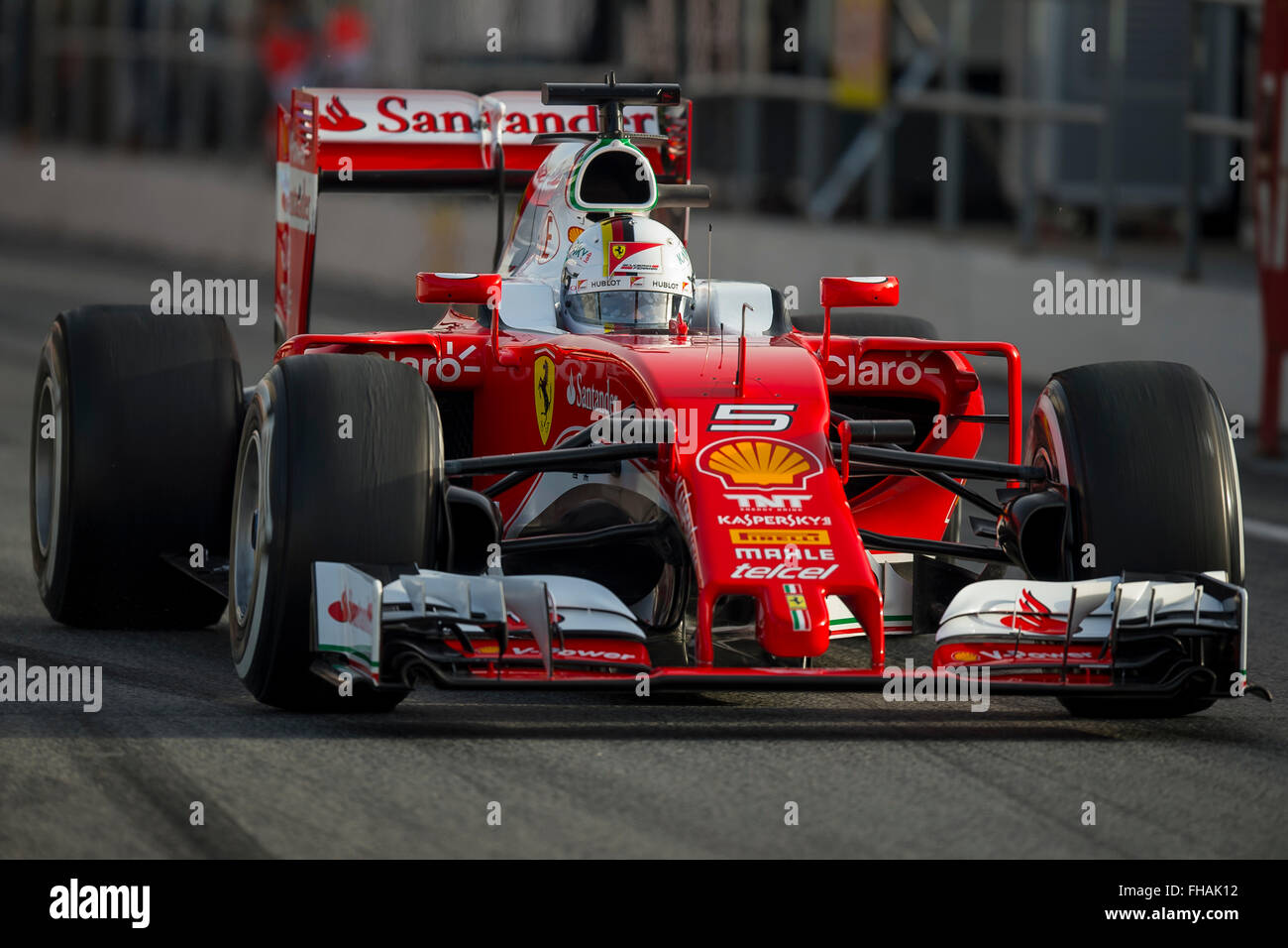 Pilota Sebastian Vettel. Scuderia Ferrari. Formula Uno giorni di test sul Circuito de Catalunya. Montmelo, Spagna. Febbraio 23, 2016 Foto Stock