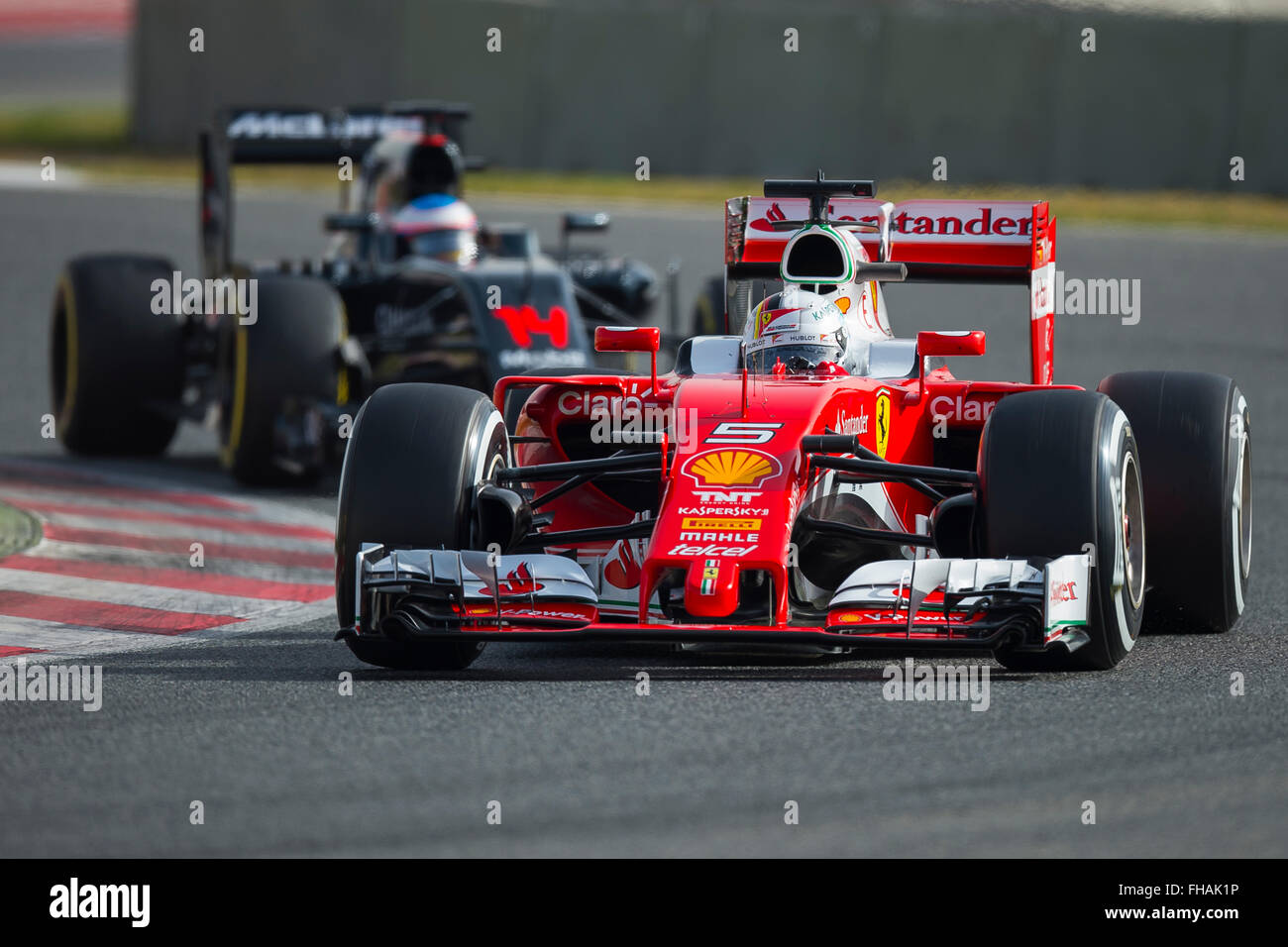 Pilota Sebastian Vettel. Scuderia Ferrari. Formula Uno giorni di test sul Circuito de Catalunya. Montmelo, Spagna. Febbraio 23, 2016 Foto Stock