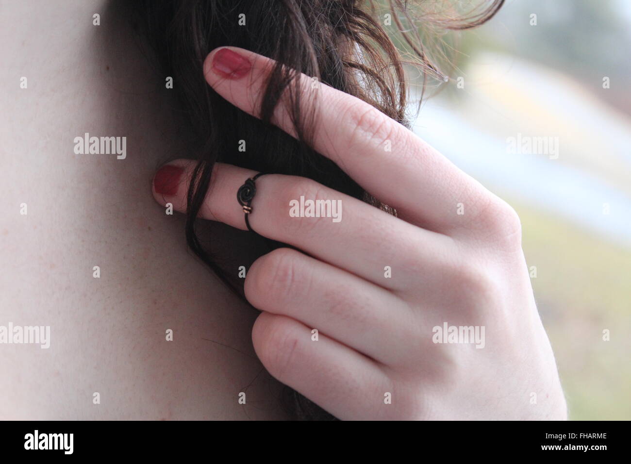 Twirling capelli Foto Stock