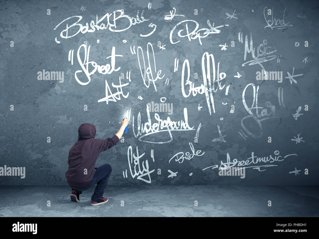 Giovane pittore urbano disegno Foto Stock