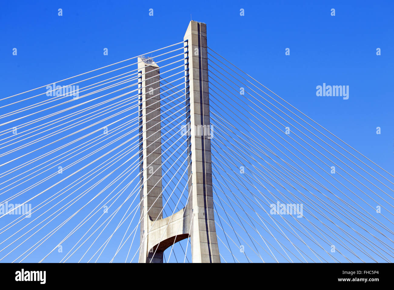Dettaglio dal ponte Vasco da Gama a Lisbona Portogallo Foto Stock