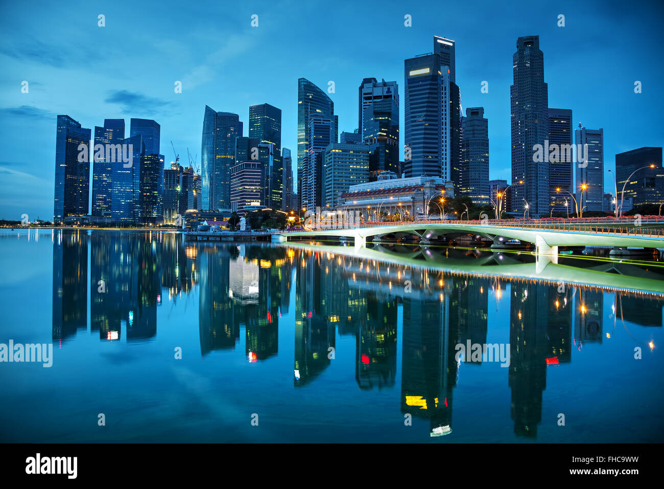 Singapore distretto finanziario al tramonto Foto Stock