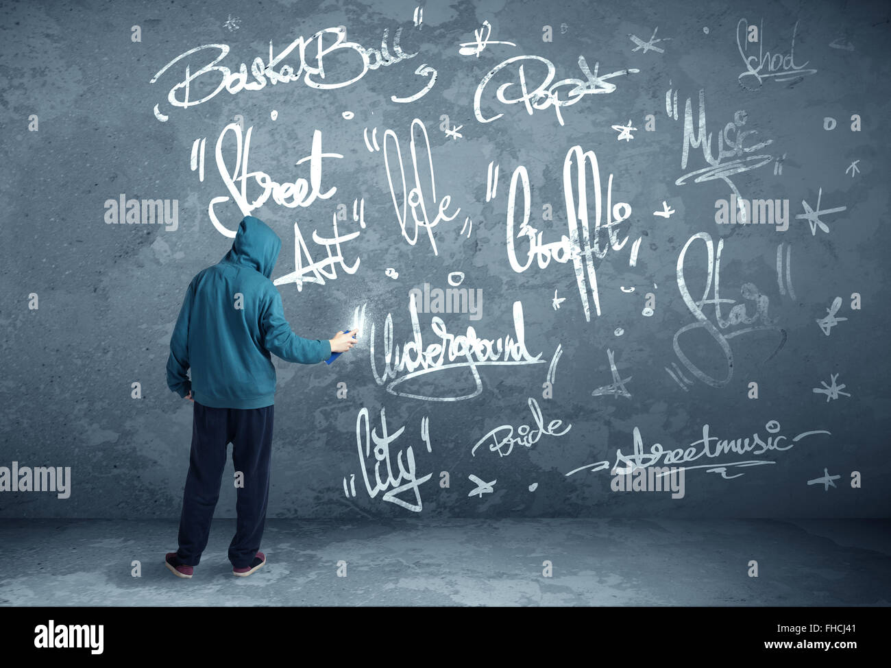 Giovane pittore urbano disegno Foto Stock