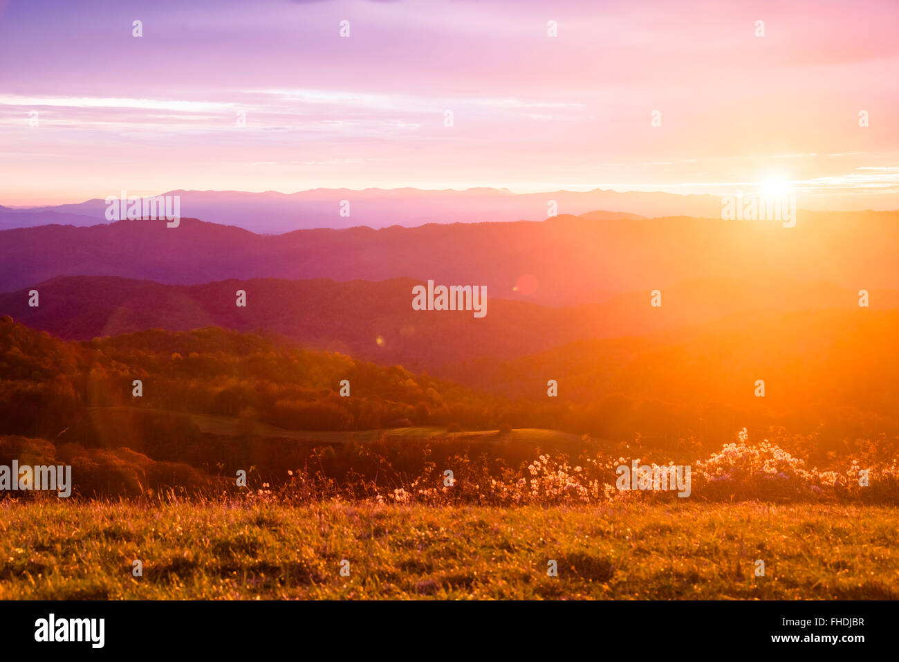 Sunrise in Blue Ridge Mountains Foto Stock