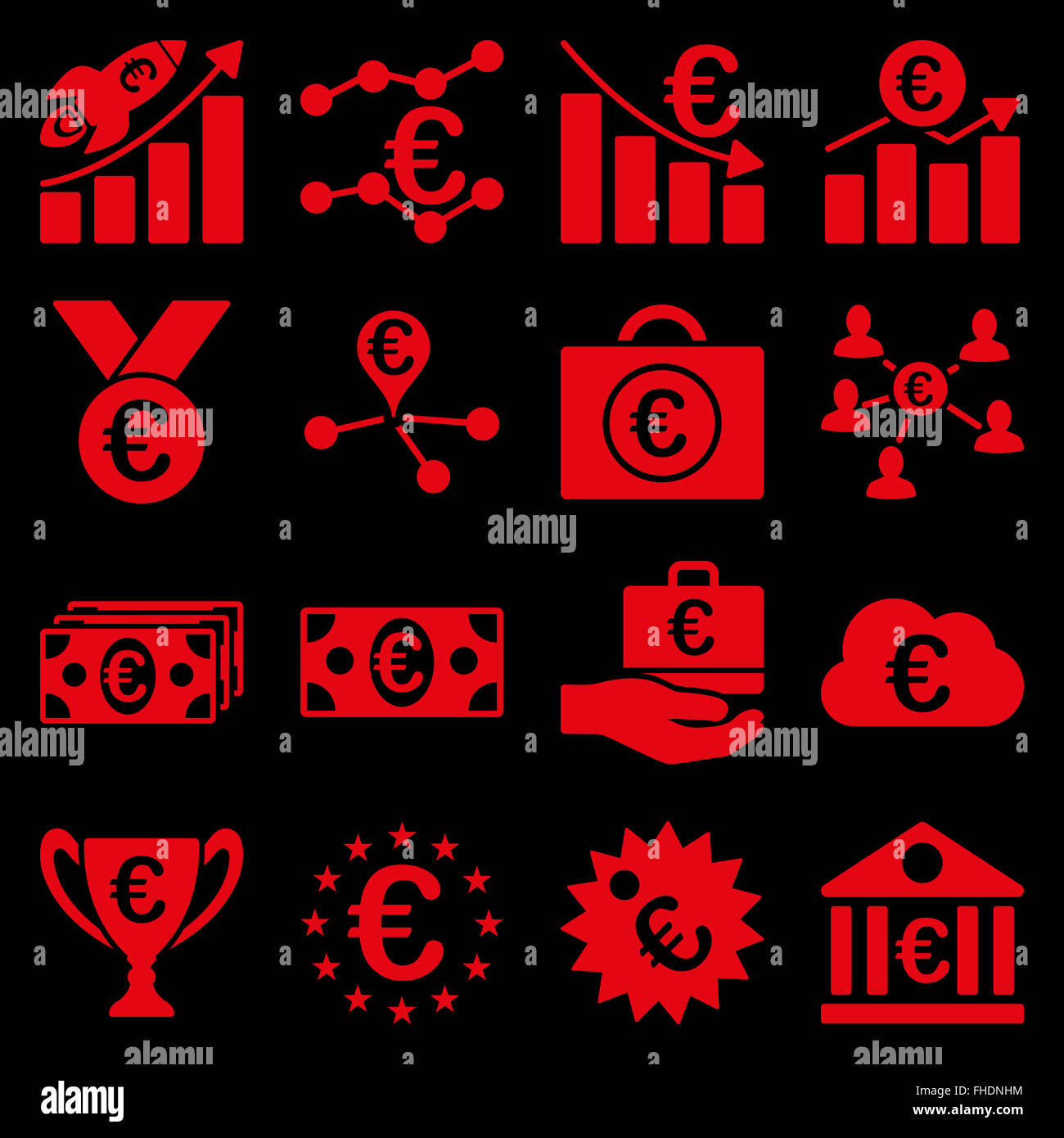 Euro banking aziendale e strumenti di servizio icone Foto Stock