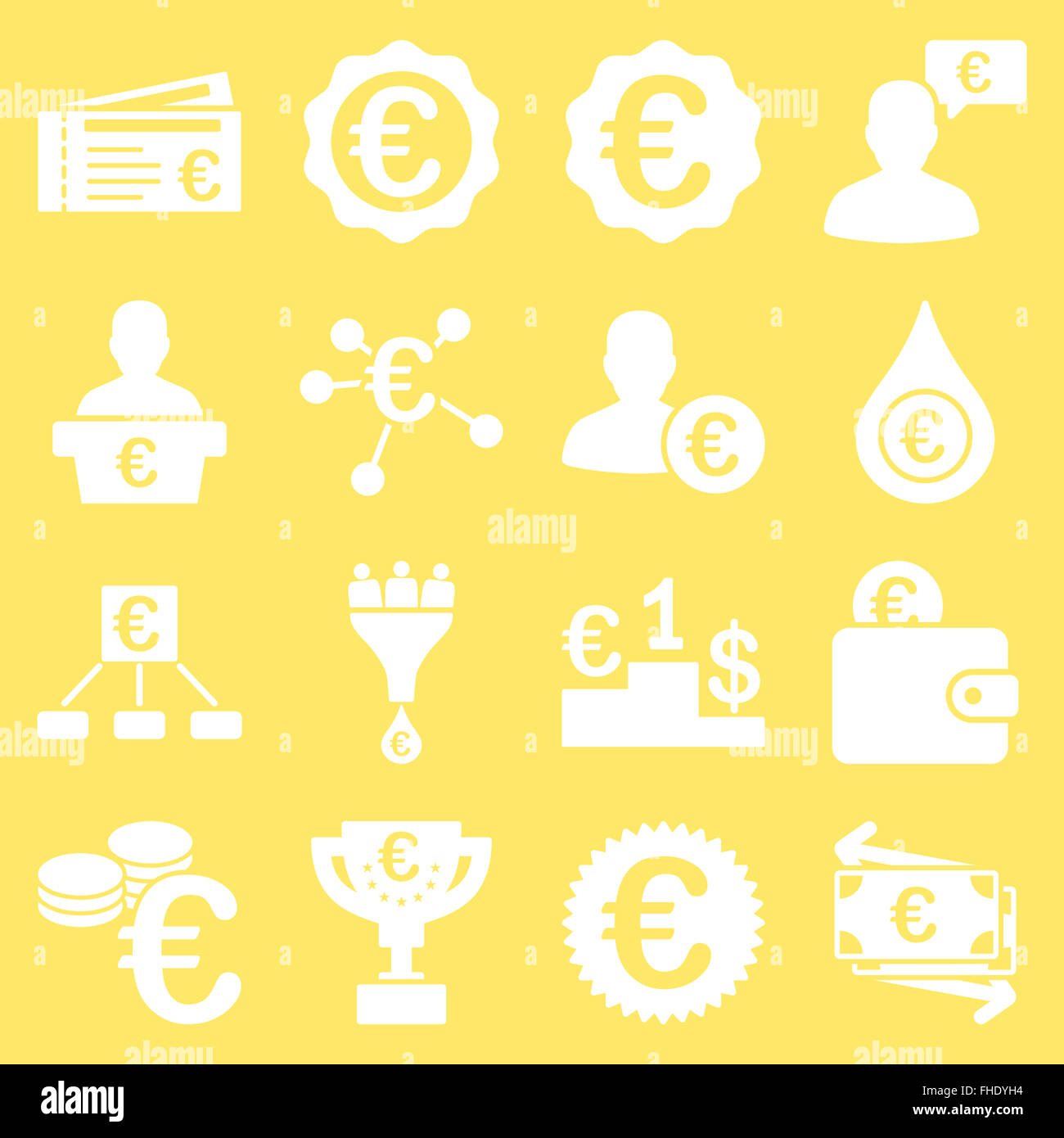 Euro banking aziendale e strumenti di servizio icone Foto Stock