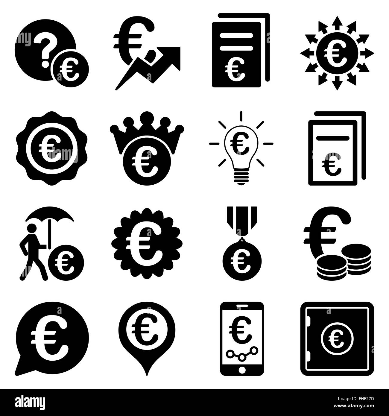 Euro banking aziendale e strumenti di servizio icone Foto Stock