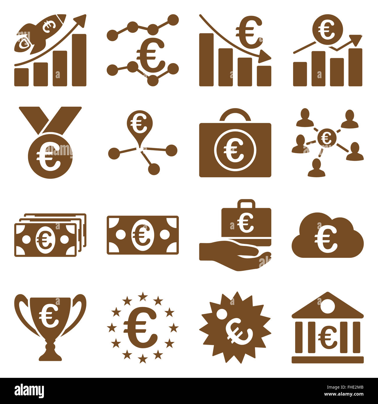 Euro banking aziendale e strumenti di servizio icone Foto Stock