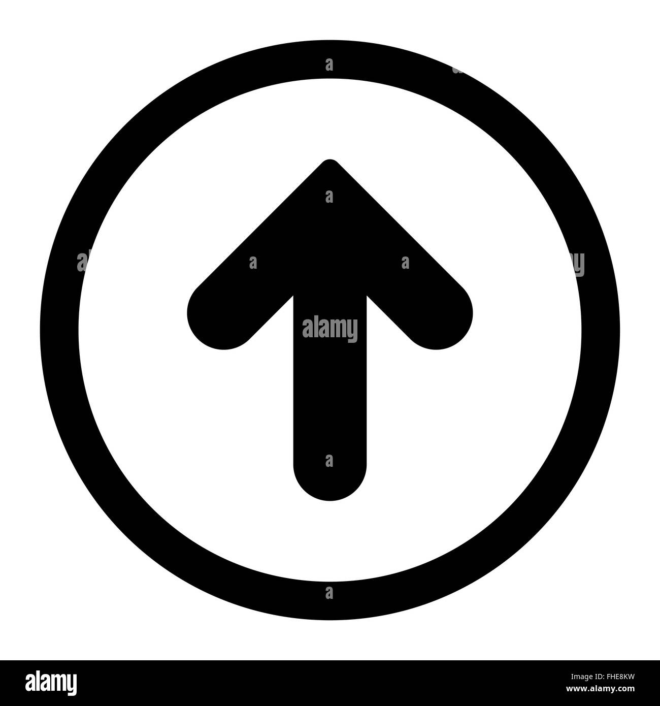 Freccia verso l'alto piatto colore nero arrotondato icona vettore Foto Stock