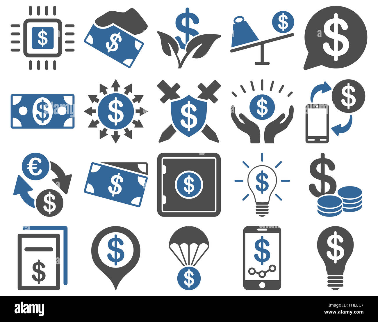 Icone Dollaro Foto Stock