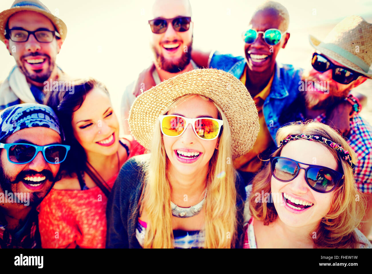 Il legame di amicizia Relax Estate spiaggia felicità Concept Foto Stock
