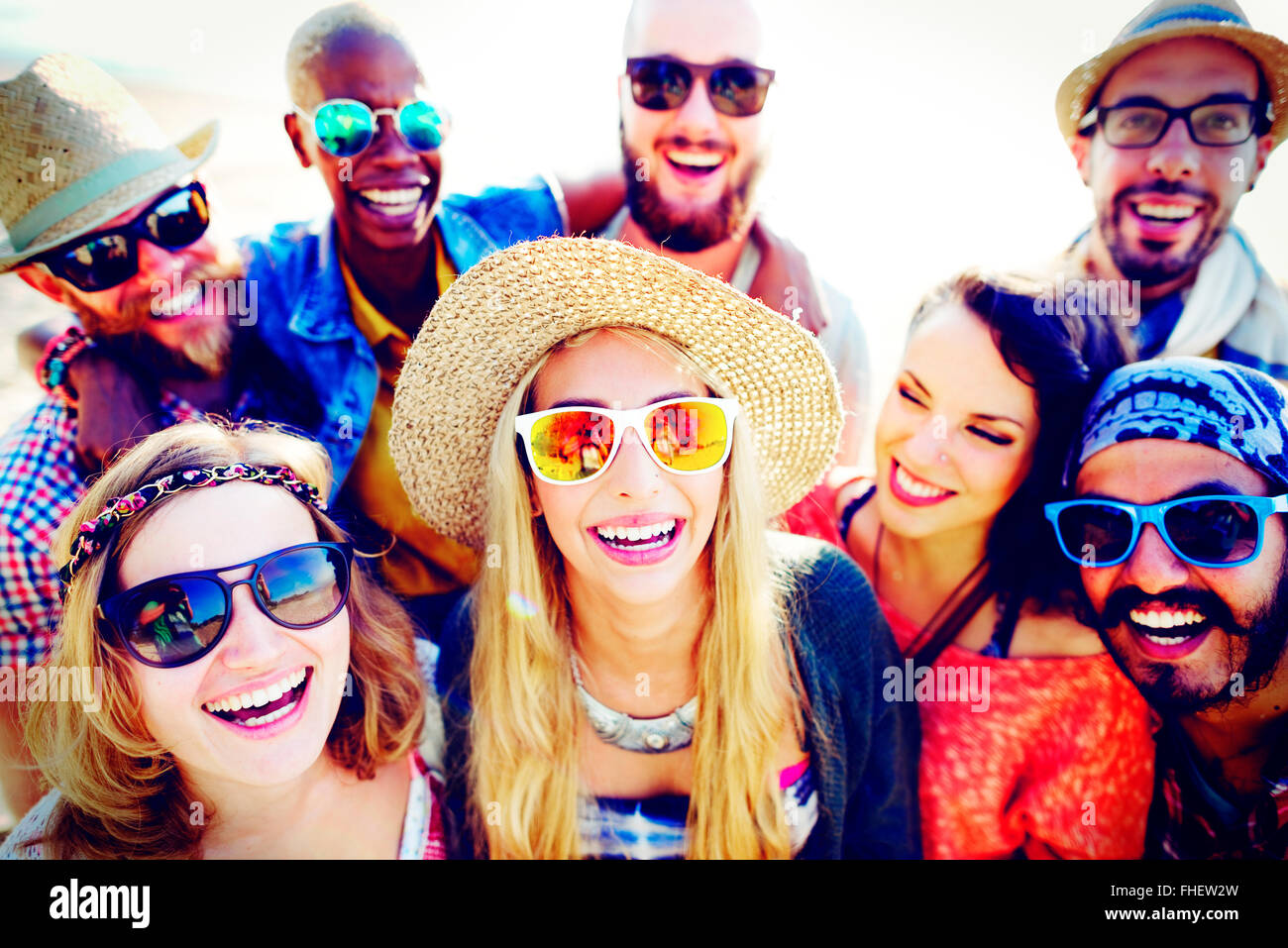 Il legame di amicizia Relax Estate spiaggia felicità Concept Foto Stock