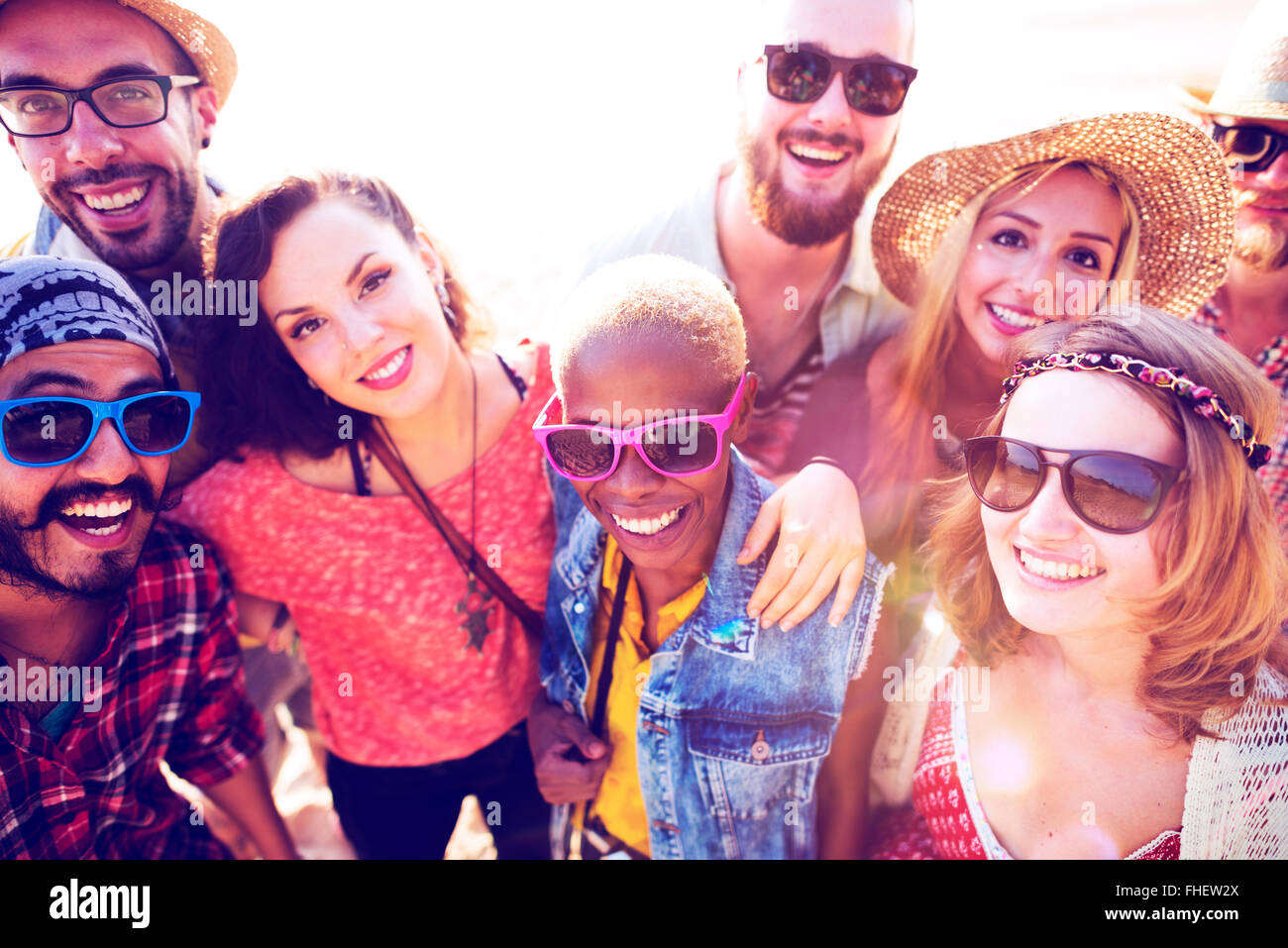 Il legame di amicizia Relax Estate spiaggia felicità Concept Foto Stock