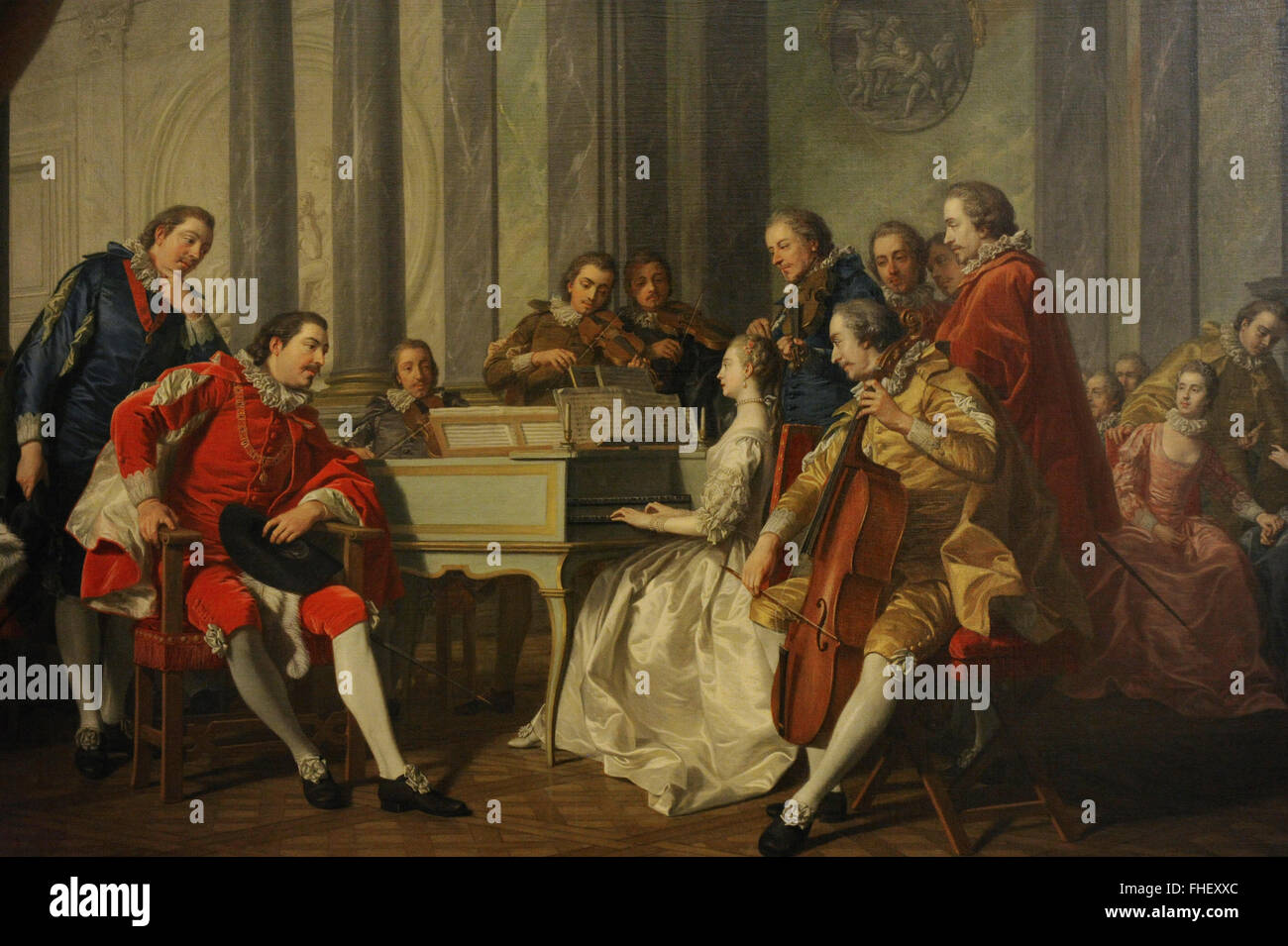 Louis Michel Vanloo (1707-1771). Pittore Francese. Sestetto (Concerto spagnolo), 1768. Lo stato Museo Hermitage. San Pietroburgo. La Russia. Foto Stock