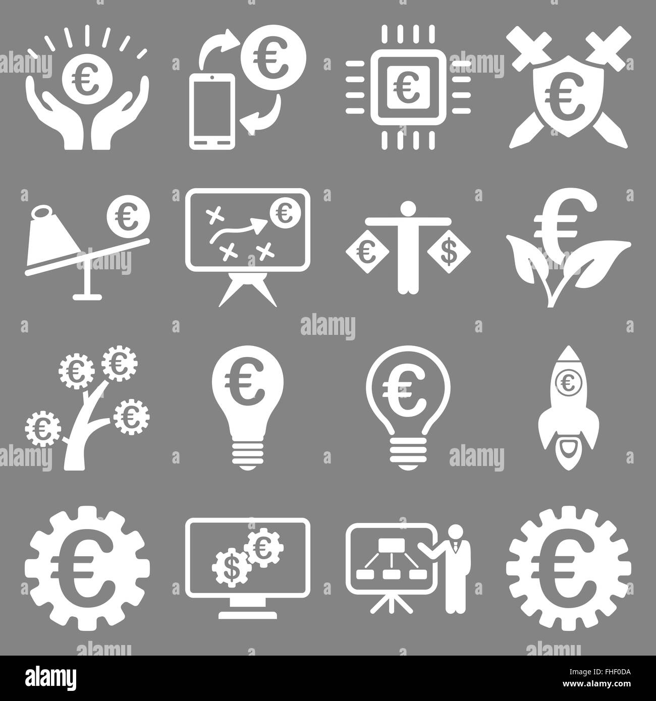 Euro banking aziendale e strumenti di servizio icone Foto Stock