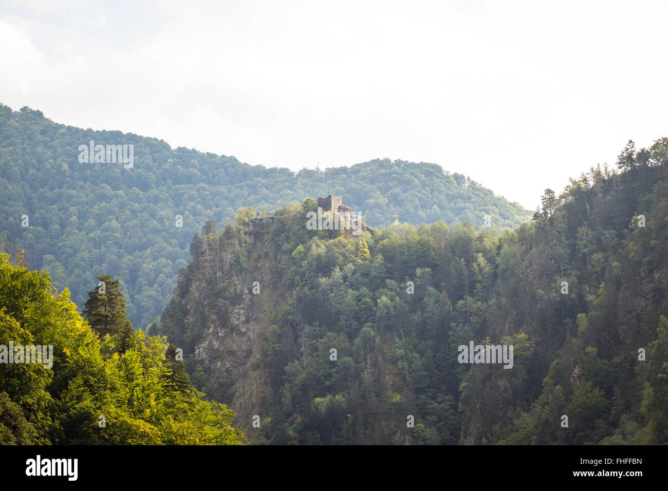 Originale il castello di Dracula le rovine di Poenari, Romania Foto Stock