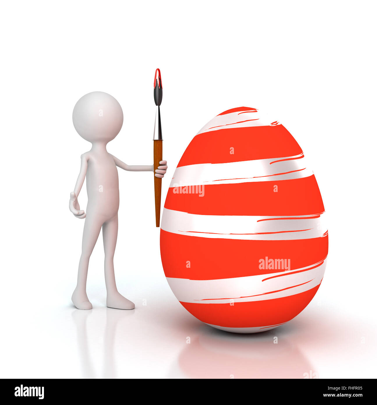 Persona di pittura delle uova di pasqua con spazzola Foto Stock