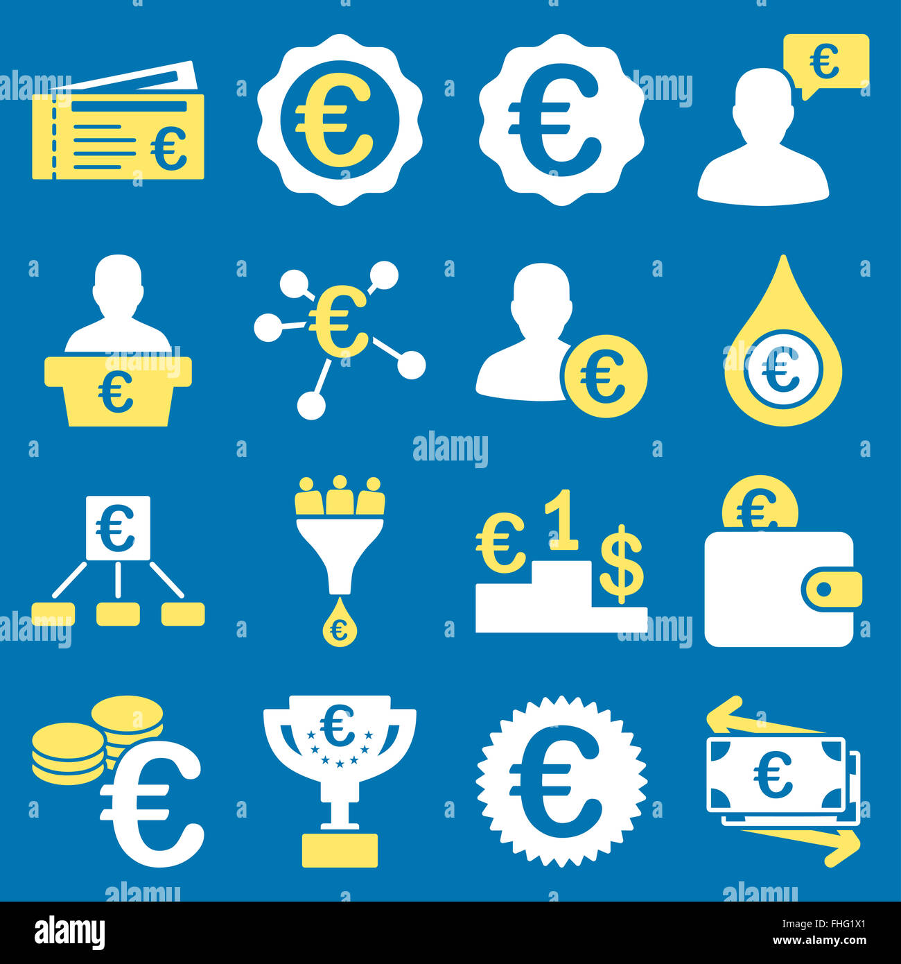 Euro banking aziendale e strumenti di servizio icone Foto Stock