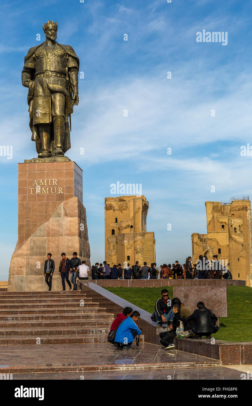 Statua di Amir Timur, 'La Grande Samarcanda' Foto Stock