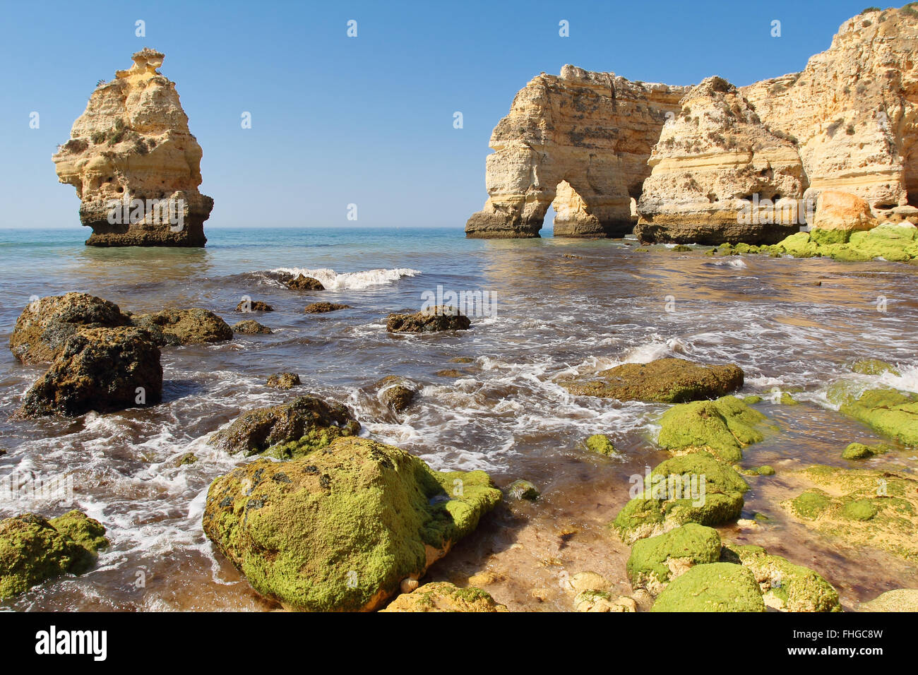Bella Praia da marinha in Algarve . A sud del Portogallo Foto Stock