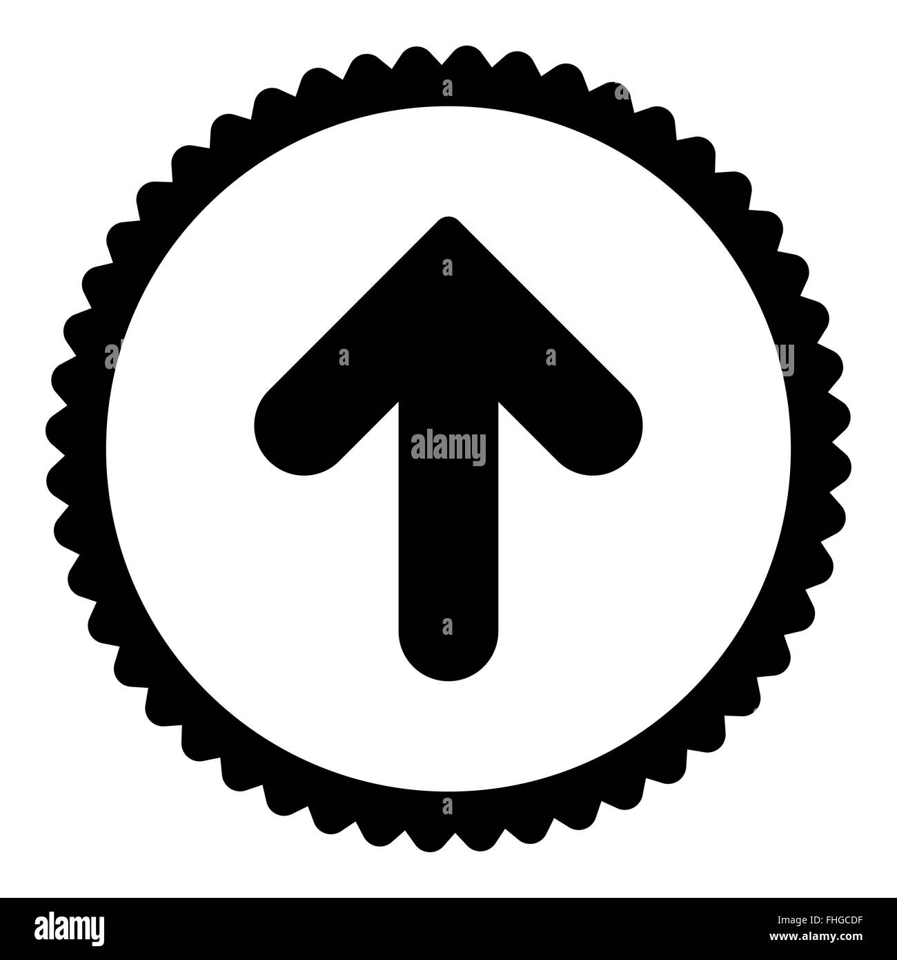Freccia verso l'alto piatto colore nero round icona timbro Foto Stock