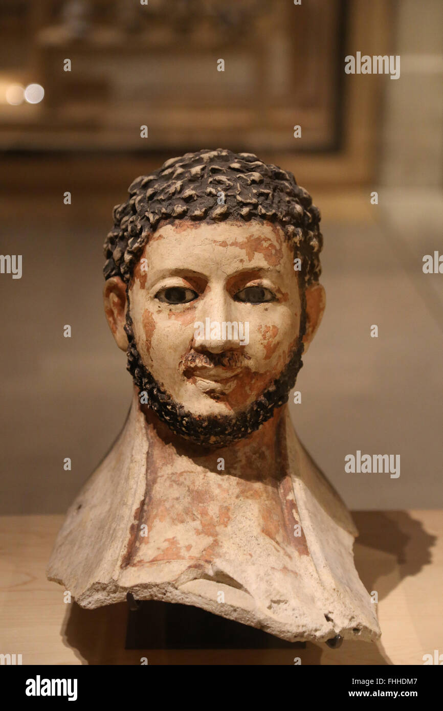 Egitto romano. Necropoli di Hermopolis. Maschera di mummia di un uomo con la barba. 3nd secolo. Il museo del Louvre. Parigi. La Francia. Foto Stock
